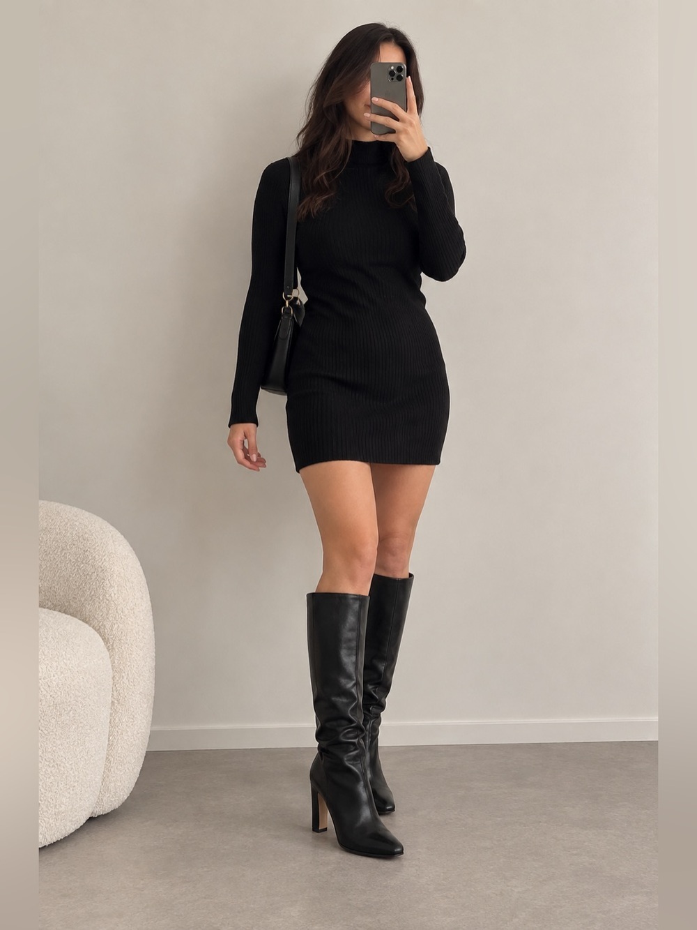 Prada Made in Italy Black Leather Knee-High Boots Size 39 Heeled